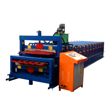 Double deck corrugated & trapezoidal profile roof sheet roll forming machine